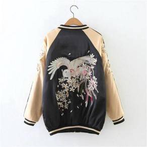 Black gold phoenix tao way bomber jacket