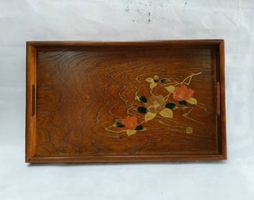 Japanese Wooden Serving Tray Vtg Obon Aizu-nuri