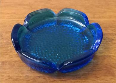 Blue glass trinket dish