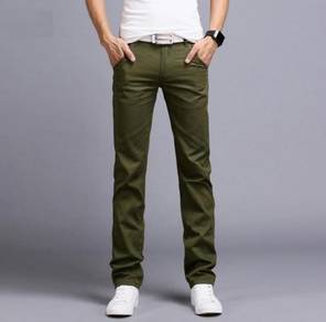 F0457 Versatile Army Green Formal Casual Men Pants