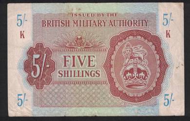 British Military Authority 5 shillings 1943 - vf