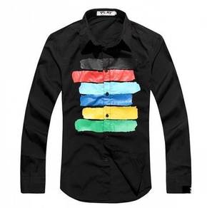 M518 Stylish Black White Rainbow Long Sleeve Shirt