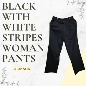 Black with White Stripes Woman Pants