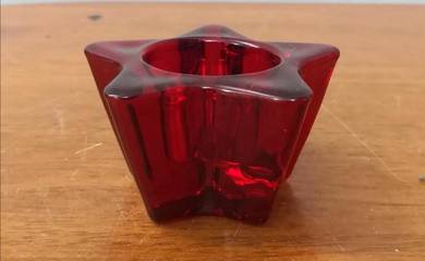 Ruby red glass candle holder