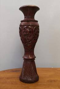 Pasu antique wooden vase ornate