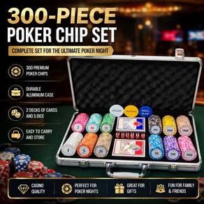 300Pcs Monte Carlo Poker Chips Set Casino Token