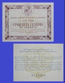 Andorra 50 Centims 1936 - Pick 5