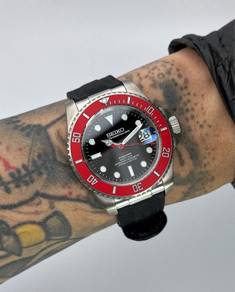 Custom Seiko Mod 40mm Red Carbon “F*ck Em” Titaniu