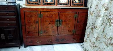 Chinese Old Antique Tangerine Rose Cabinet