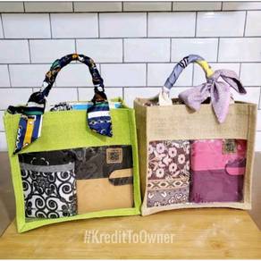 Jute Bag Transparent Door Gift Kahwin moq 50pc