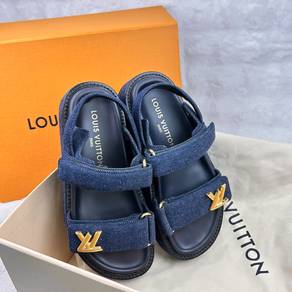 LV Sandals Blue Denim Platform Sunset