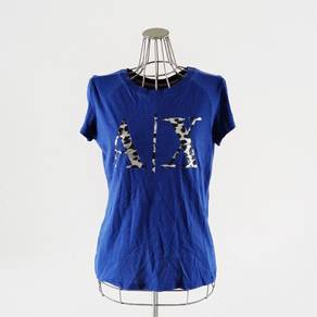 Armani Exchange Big Logo Printed Blue Top