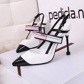 White pink black pointed heels 10cm RBH0309