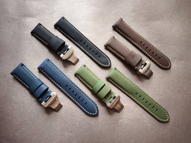 OFFICINE PA NERAI Rubber and Leather Watch Strap