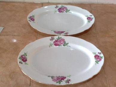 Pinggan antique double rose platter plate