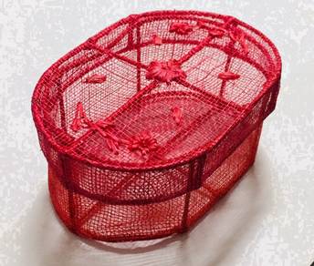 Pretty Red Wire Mesh Basket (New)