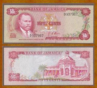 JAMAICA 50 CENT NOTE 1970 unc