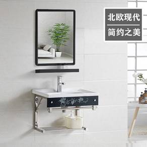 50cm BLACK Toilet Cabinet with Mirror Ceramic