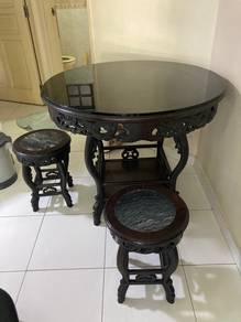 Antique Dining Set- Table & 4 Stools
