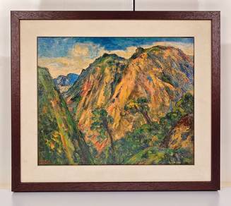 Framed Oil Painting – Mountain Landscape