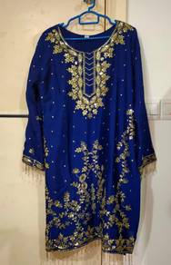 Baju Bollywood 1 Set Biru Royal Exclusive + Shawl