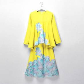 LNICE Minaz Inspired Floral Peplum Kurung YELLOW