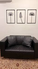 Black leather sofa 2 seater