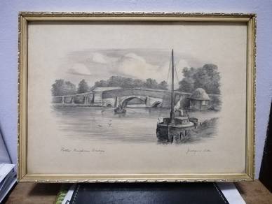 Original Vintage Drawing Potter Heigham Bridge