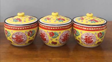 Oriental bowl lid yellow floral 3
