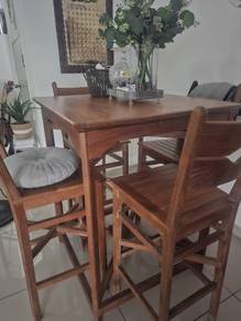 Grade A Teak Wood Bar Table Sets Plus 4 Bar Chairs