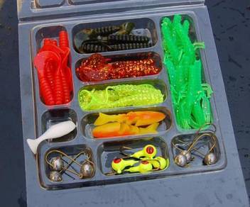 45pcs lure bait with lead head hook combination