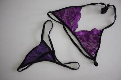 L1663-2 Sexy Purple Sheer Floral Bra Set Lingerie