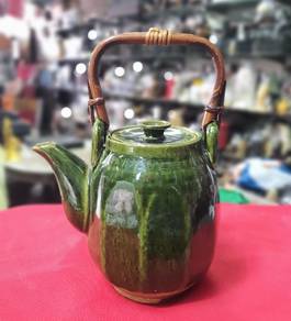 Japanese Art Pottery Green Glazed Teapot