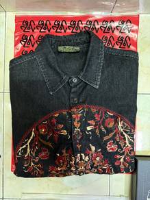 ALL LOVE BLACK DENIM SHIRT M pit 24