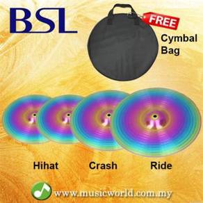 Bsl cymbal set crash ride hihat colourful