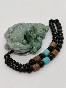 Green Burma Jadeite Jade Golden Toad Hand Piece
