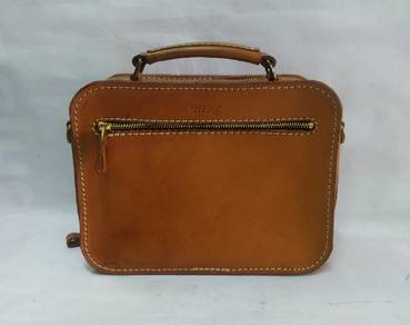 Vibtage Herz TanThick Leather Handbag Shoulder