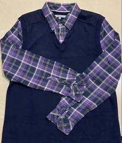 G2000 Sweater with Plaid Shirt