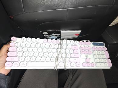 Retro Typewriter Aesthetic Wired Keyboard (Pastel 