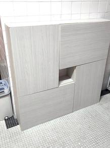 Modern Light Oak Shoe Cabinet Wall Mounted Storage