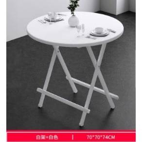 Foldable Round Dining Table White Home House Use