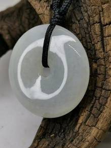 Ice White Jadeite Jade Harmony Buckle Pendant