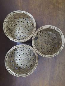 12cm bamboo basket x 3 units