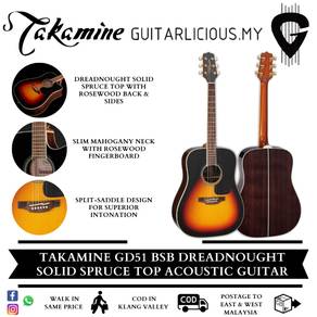 TAKAMINE GD51BSB Dreadnought Solid Spruce Top