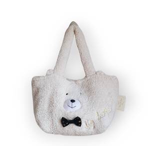 Fluffy bear tote bag for kids.