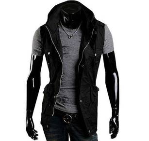 Black Army Multi-Pocket Vest Hiking Sweater Jacket