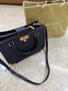 Michael Kors Navy Blue Leather Satchel Handbag