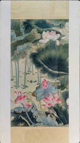 Chinese Watercolor Painting of Lotus Flowers