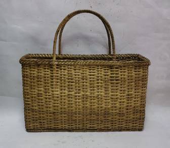 1960s rattan basket handbag