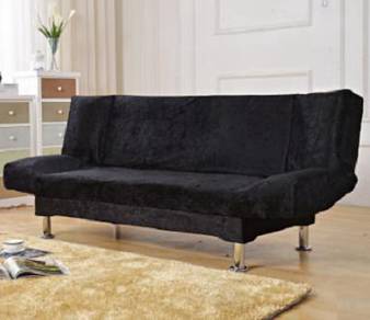 Black sofa double seater 2 seat bed house hitam 3